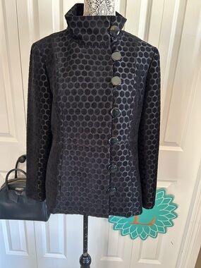 Timeless Elegance: Chico's Textured Polka Dot Statement Jacket